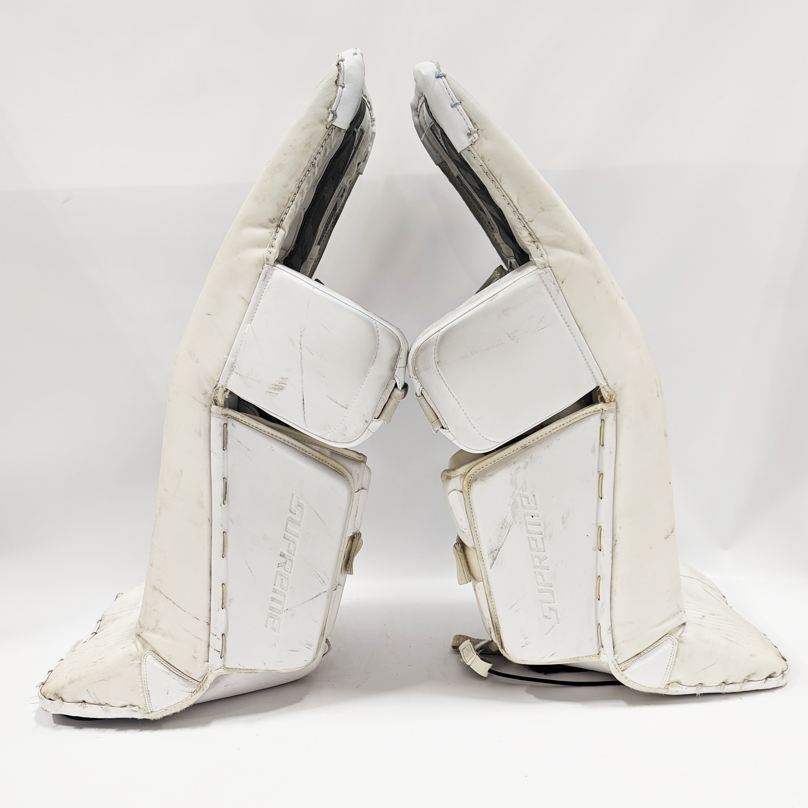 Bauer Supreme Ultrasonic - Used Pro Stock Goalie Leg Pads (White)